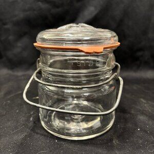 Vintage Ball Idea glass canning jar with glass lid